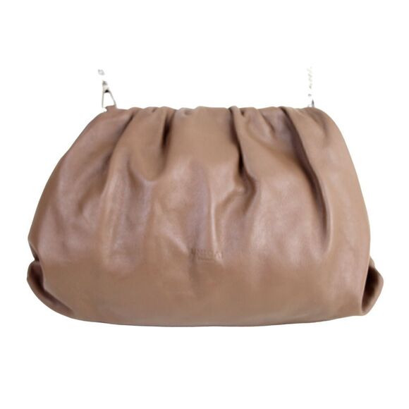 Unica Firenze BROWN GENUINE LEATHER FRAME XBODY CHAIN SHOULDER BAG HANDBAG PURSE - Picture 2 of 16